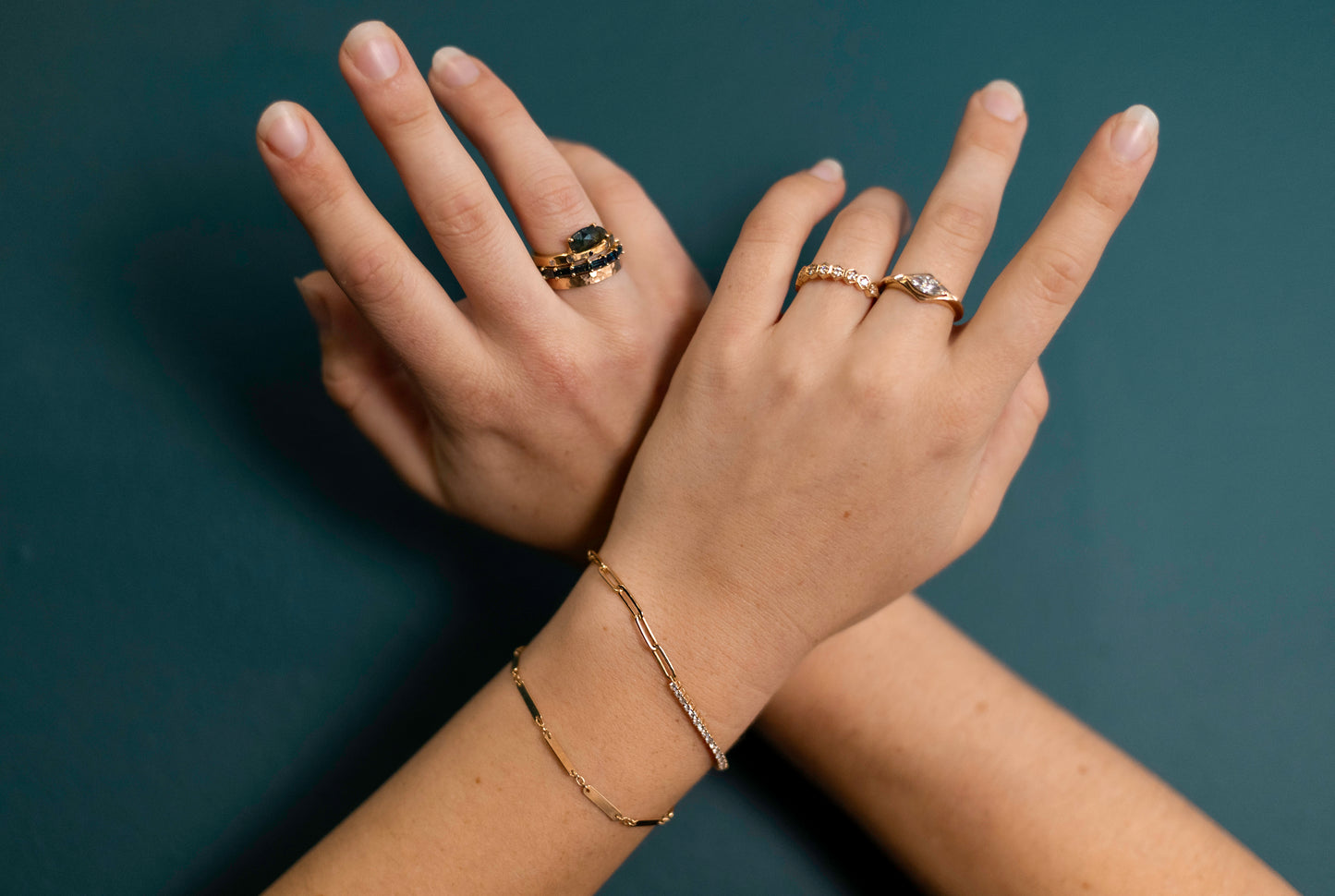 Half Tennis Half Paperclip Chain Bracelet | 14k Yellow Gold