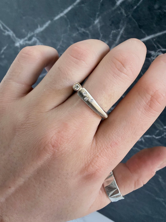 Asymmetrical Diamond Ring | Two Tone 14k Gold | LUX FORGE Legacy Collection