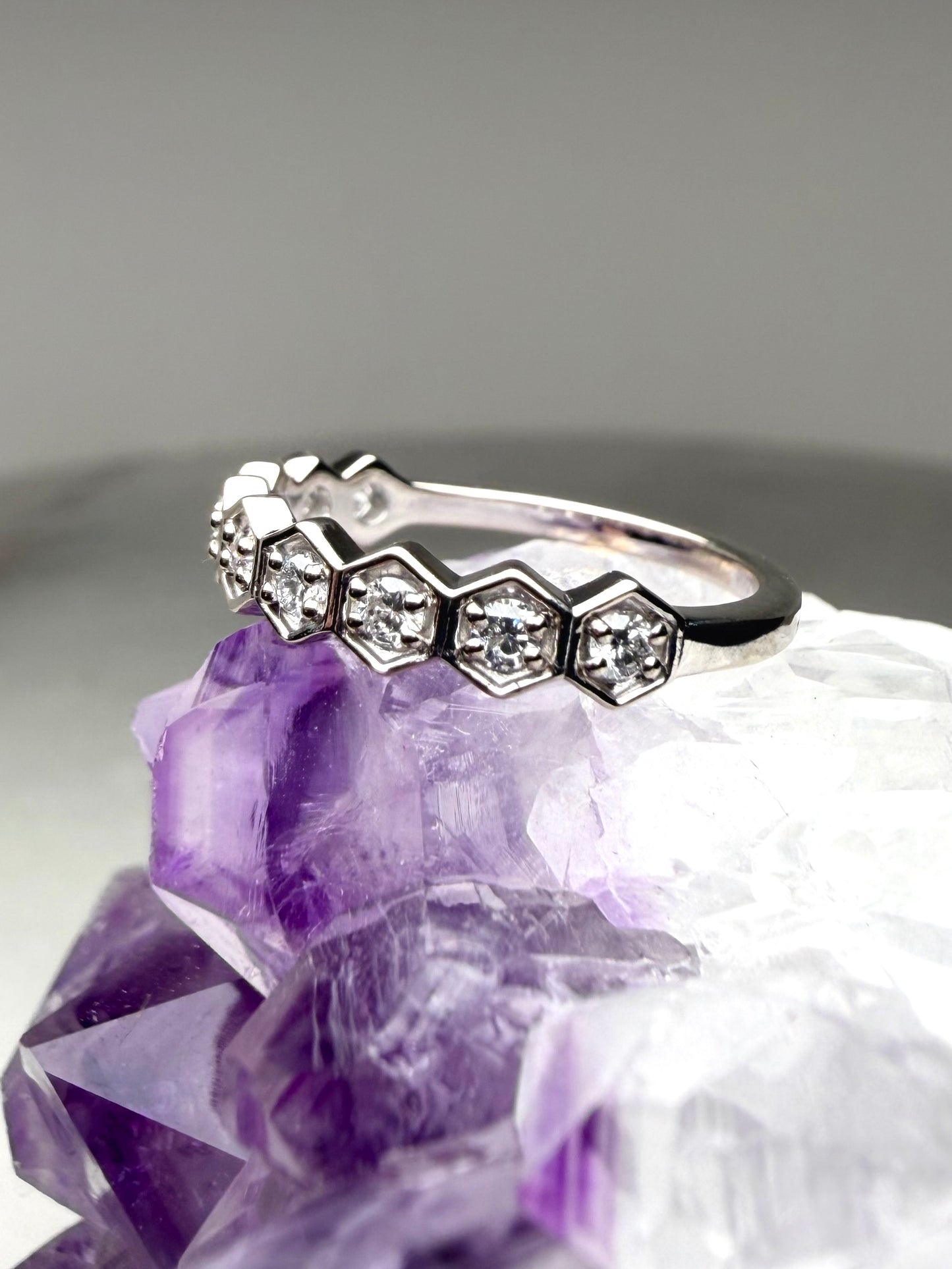 Geometric Lab Grown Diamond Ring | 14k White Gold