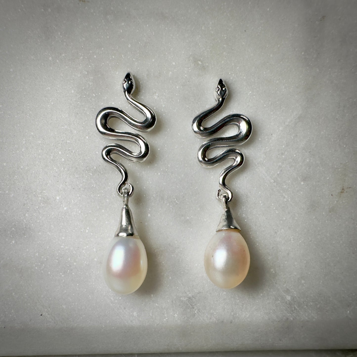 Snake Pearl Drop Earrings