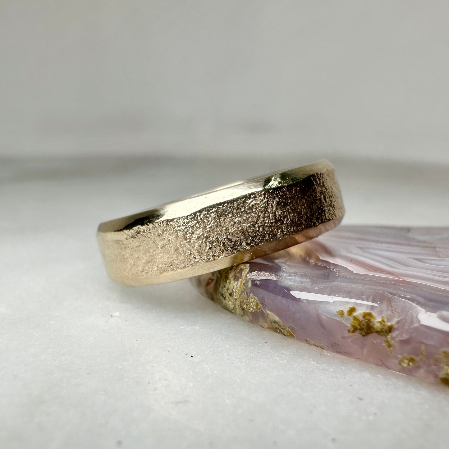 Beveled Granite Band | 14k Yellow Gold