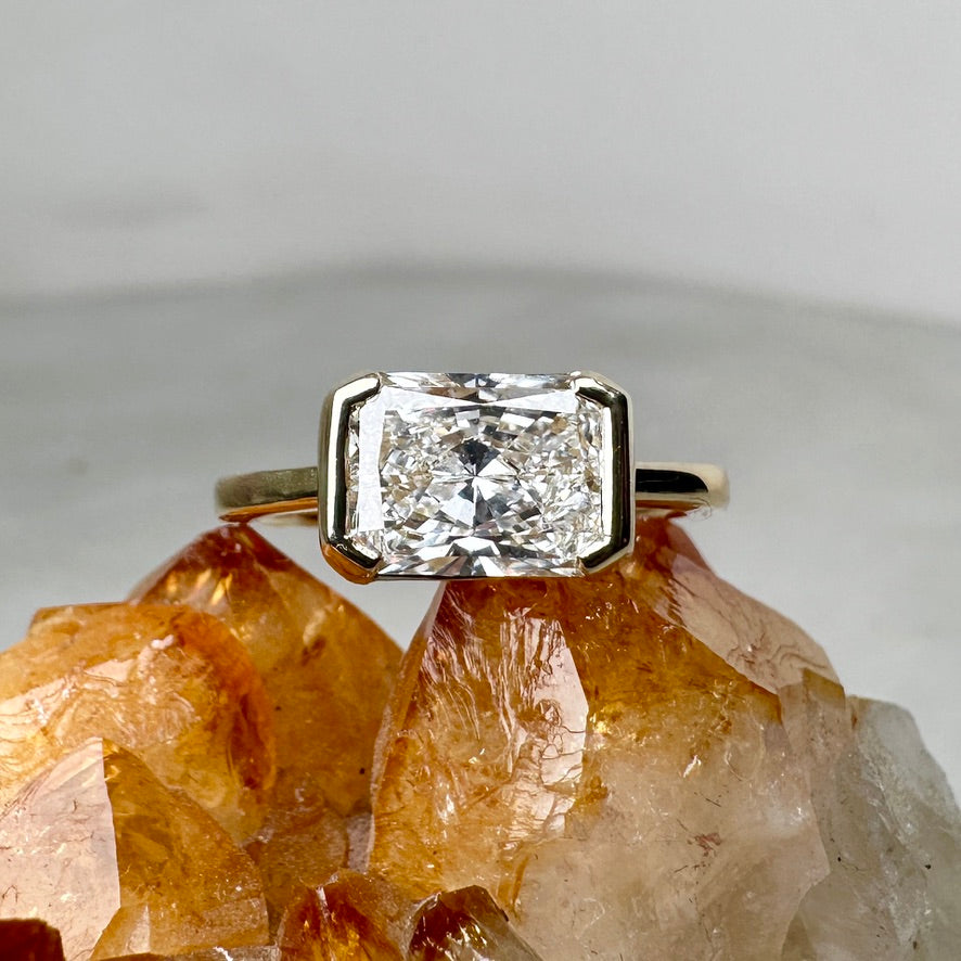 East West Radiant Diamond Ring | 14k Yellow Gold