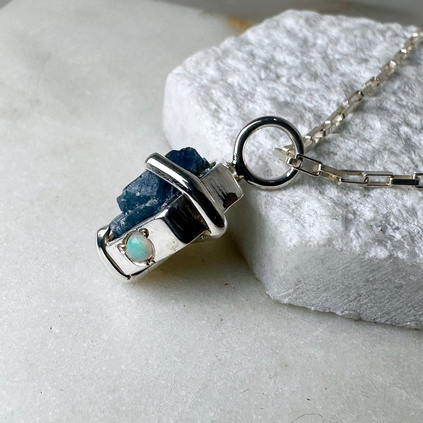 Sapphire Crystal Charm Pendant | Sterling Silver