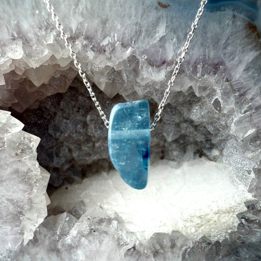 Blue Kyanite Floating Necklace | Sterling Silver