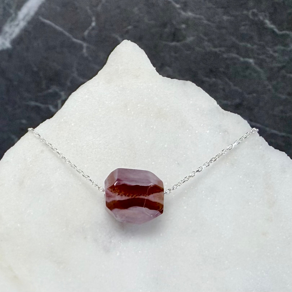 Gobi Agate Floating Necklace | Sterling Silver