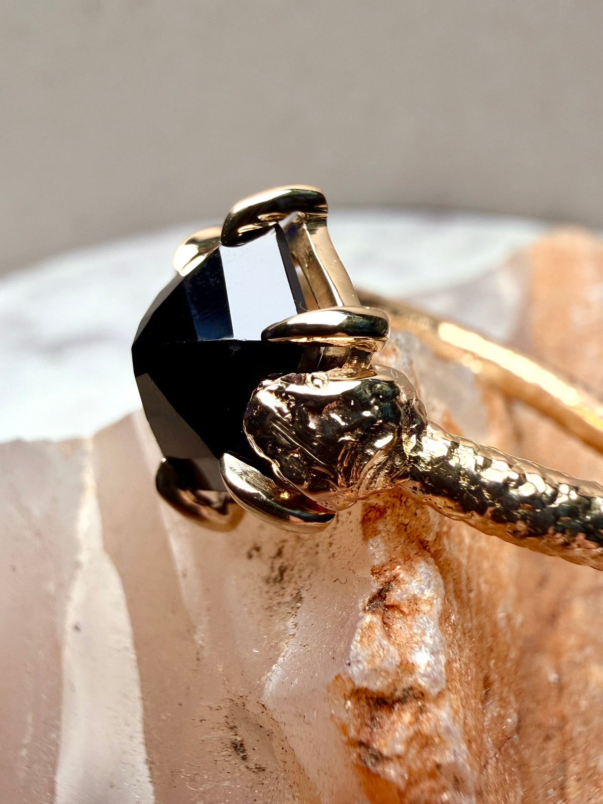 Geometric Spinel Snake Bite Statement Ring | 14k Yellow Gold