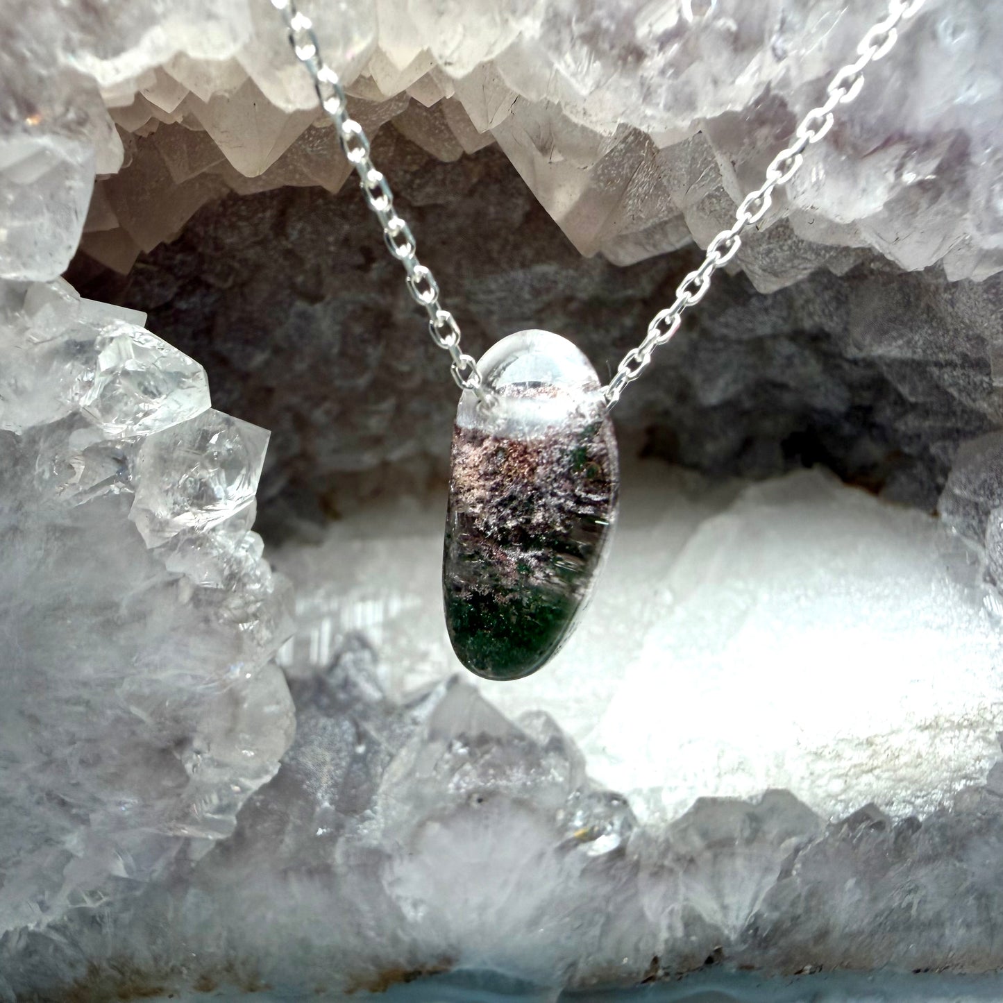 Garden Quartz Floating Necklace | Sterling Silver