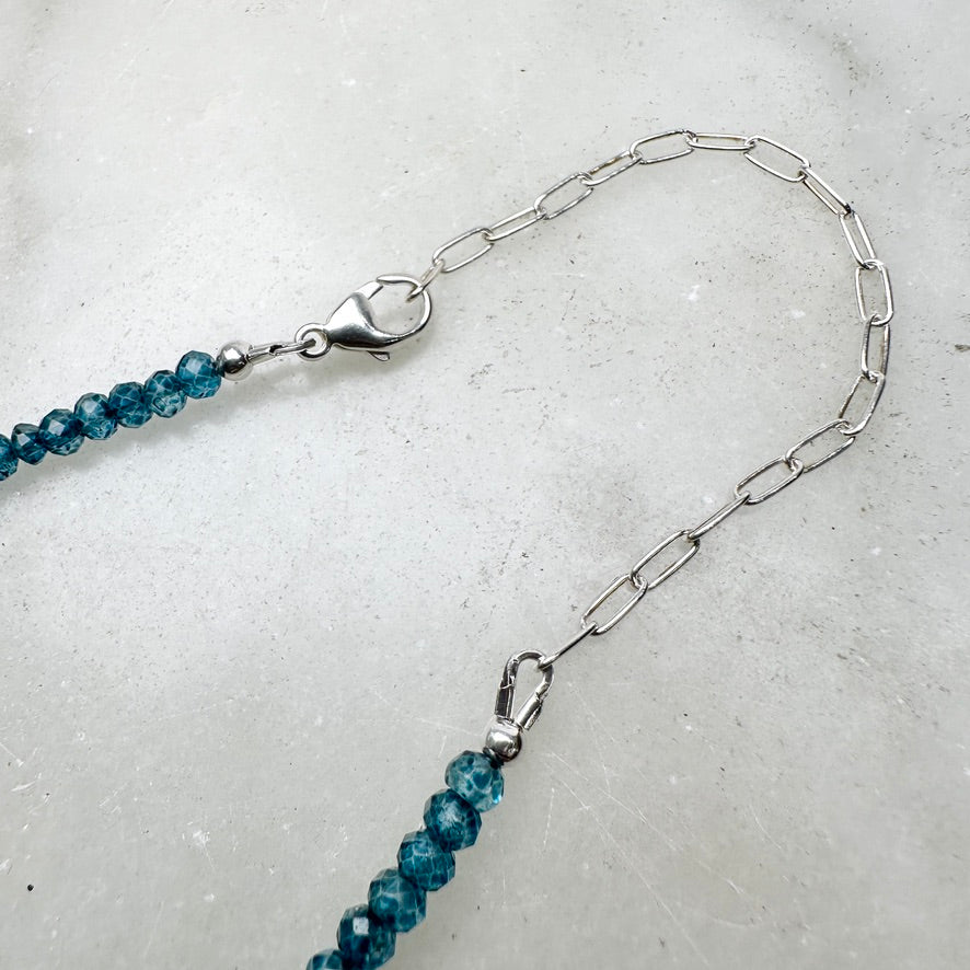London Blue Topaz Beaded Necklace | Sterling Silver