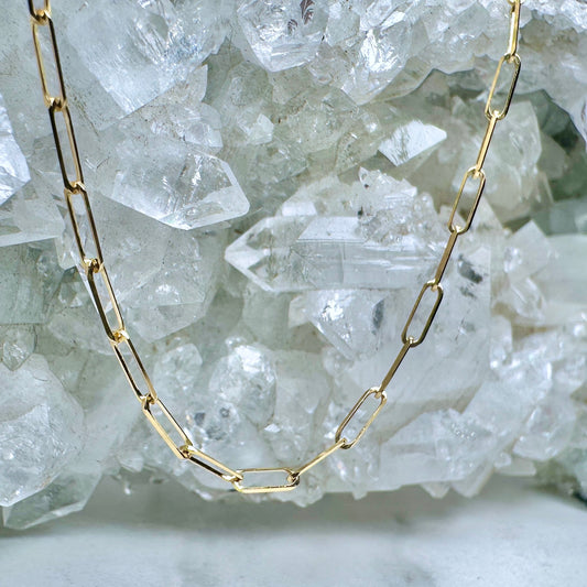 Small Paperclip Chain | 1.8mm Wide | 14k Yellow Gold
