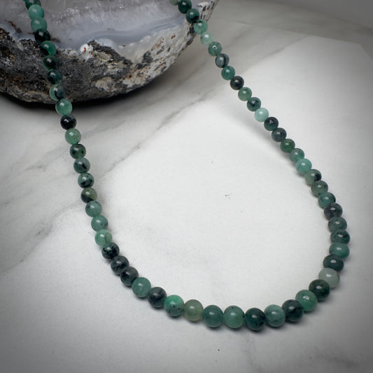 Emerald Beaded Necklace | Sterling Silver