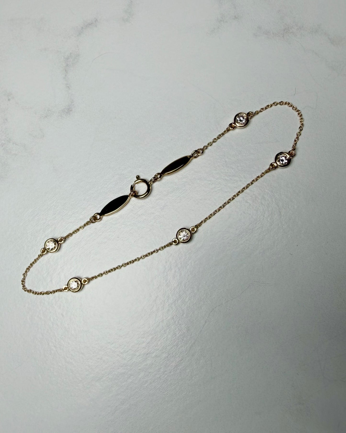 Diamond Station Bracelet | 14k Yellow Gold