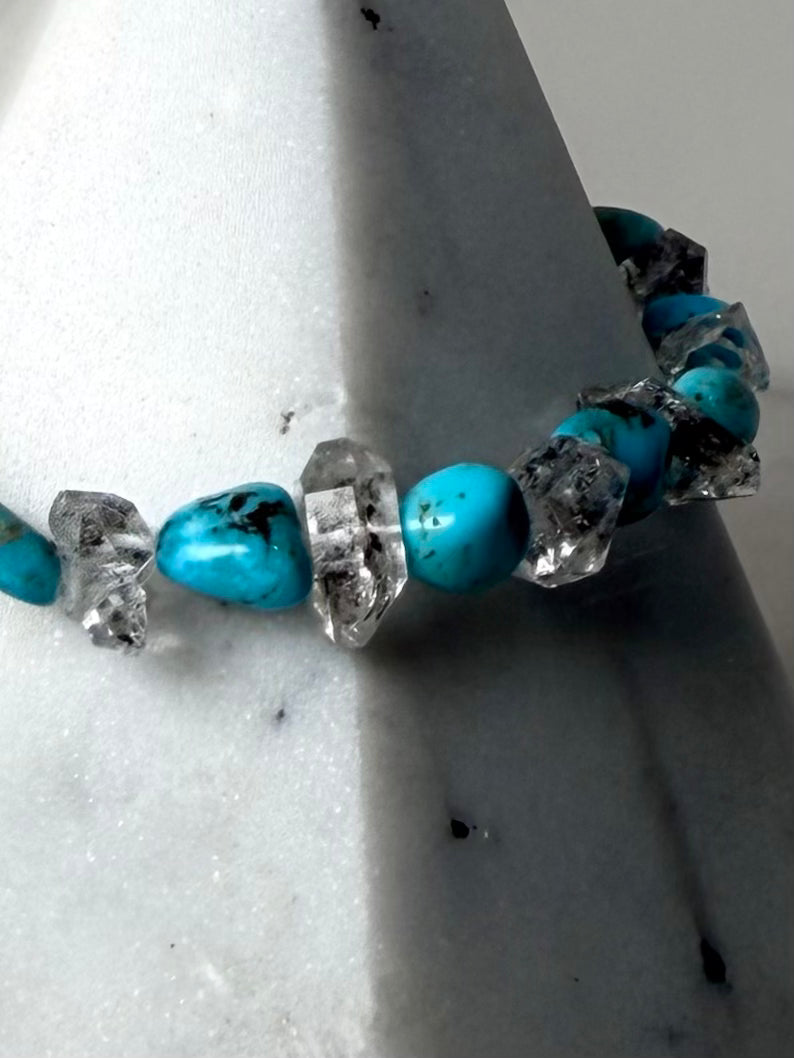 Turquoise & Quartz Crystal Bracelet | Sterling Silver