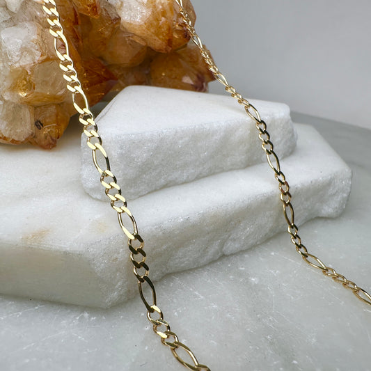 2.6mm Figaro Chain | 14k Yellow Gold