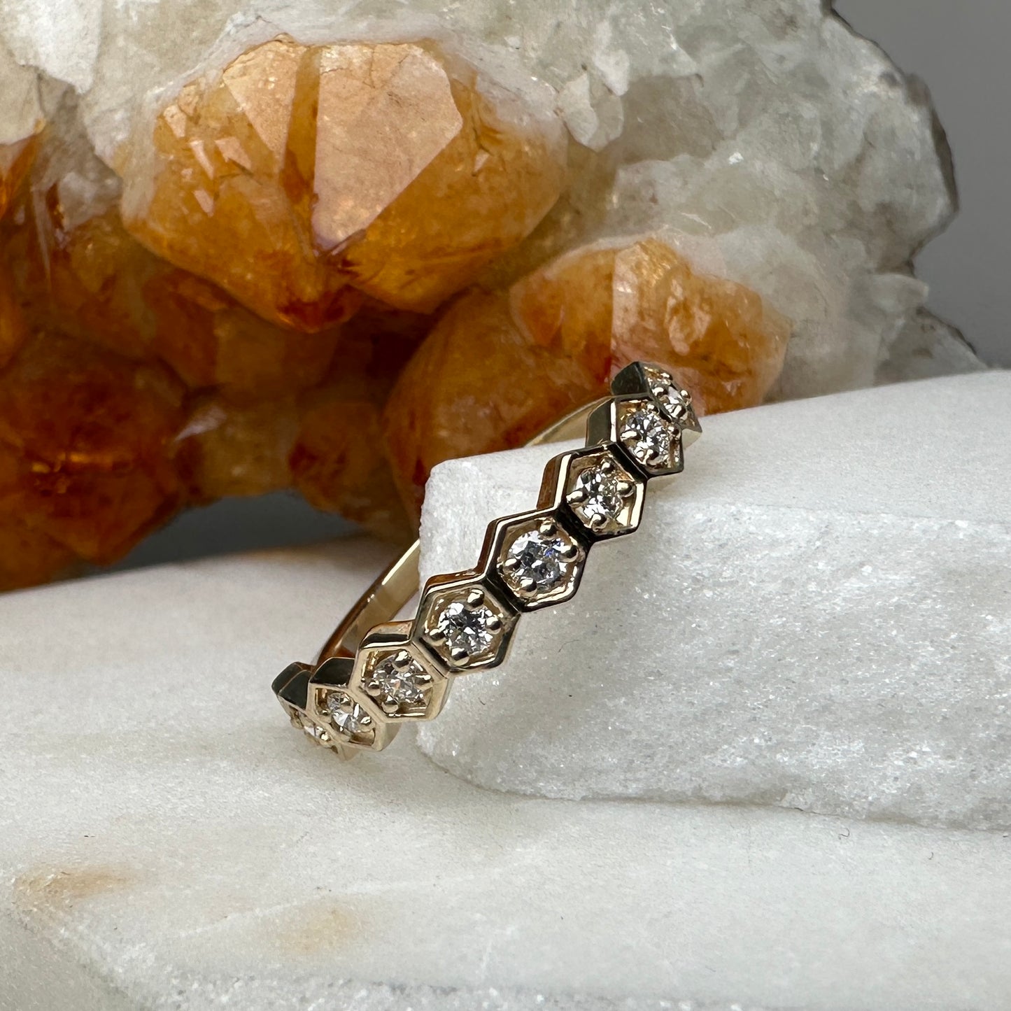 Geometric Lab Grown Diamond Ring | 14k Yellow Gold