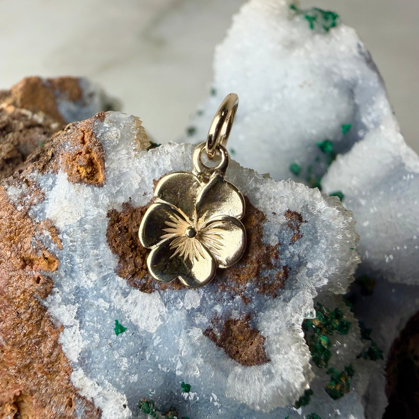Pansy Flower Charm | 14k Yellow Gold