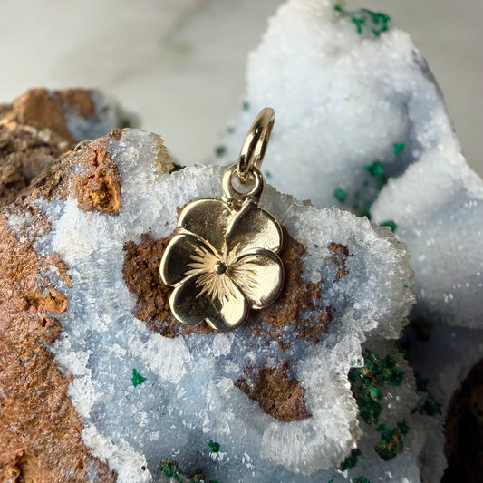 Pansy Flower Charm | 14k Yellow Gold
