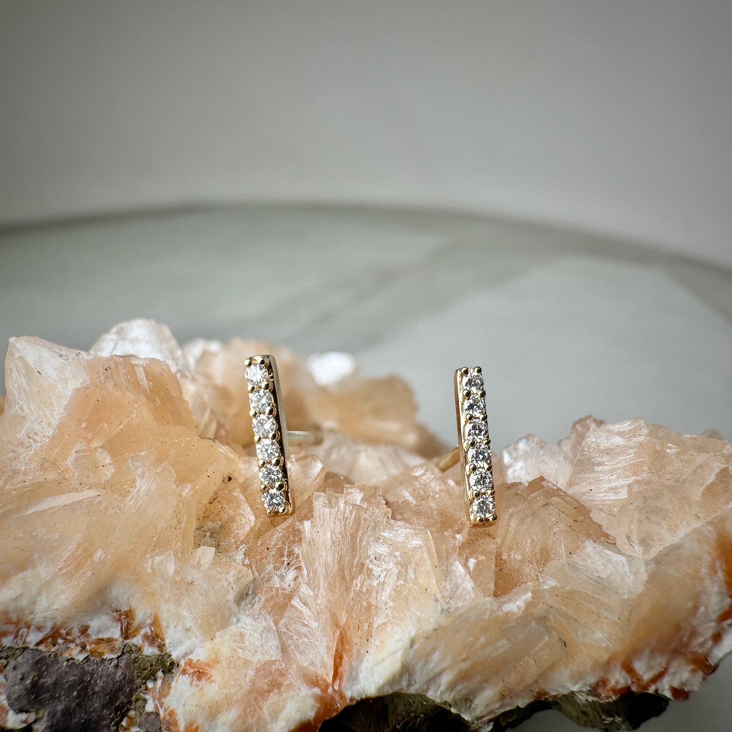 Lab Grown Diamond Bar Earrings | 14k Yellow Gold