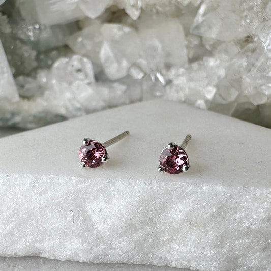 Coral Pink Spinel Stud Earrings | Sterling Silver