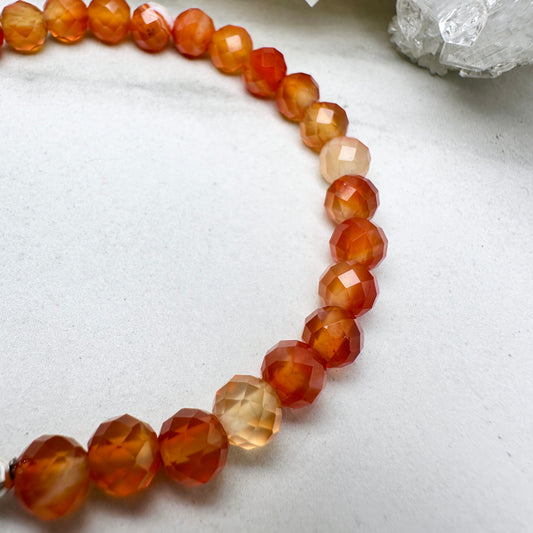 Carnelian Beaded Bracelet | Adjustable | Sterling Silver