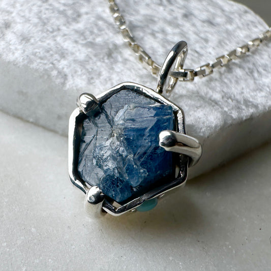 Sapphire Crystal Charm Pendant | Sterling Silver