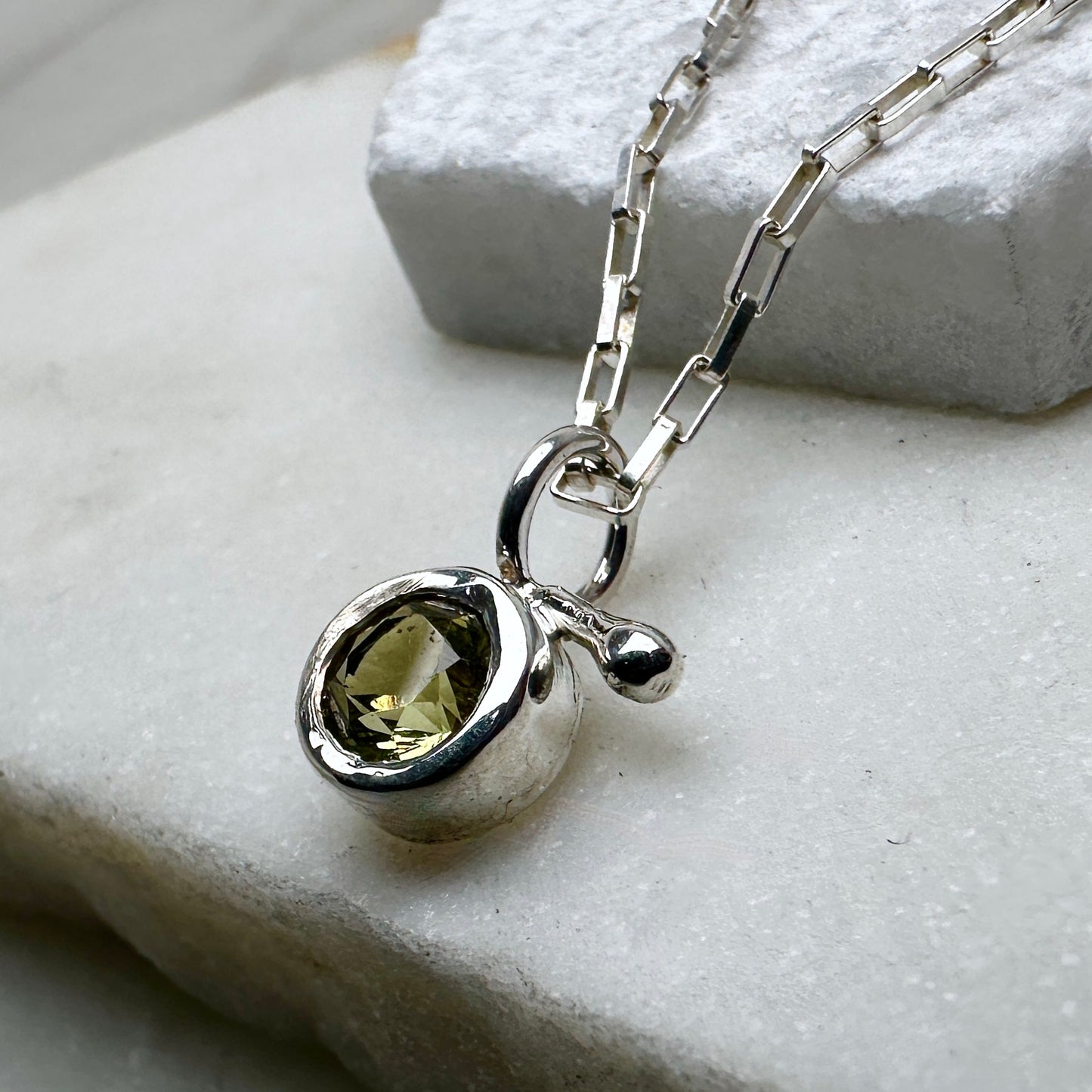 Peridot Charm Pendant | Sterling Silver