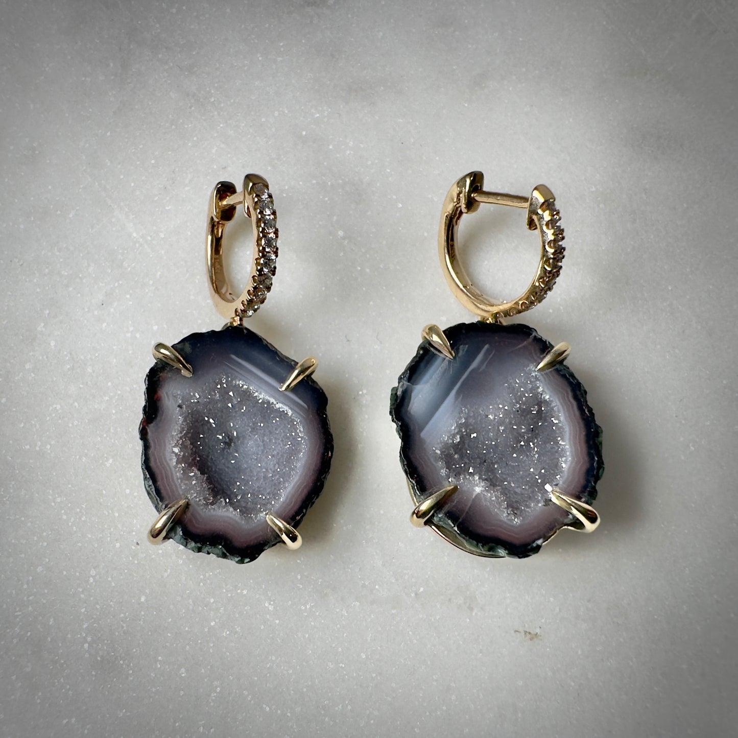 Tabasco Geode & Diamond Earrings