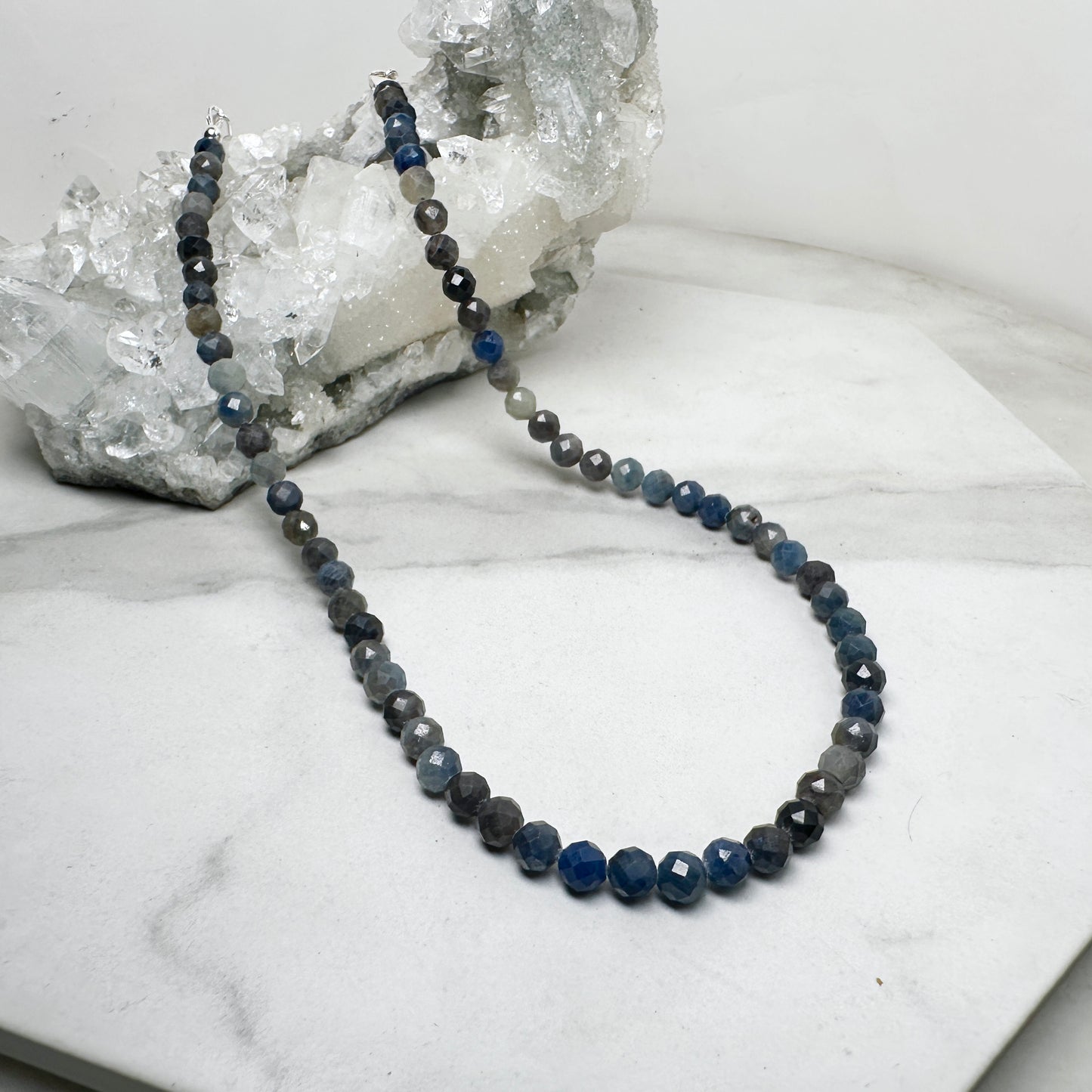 Sapphire Beaded Necklace | Sterling Silver