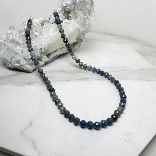 Sapphire Beaded Necklace | Sterling Silver