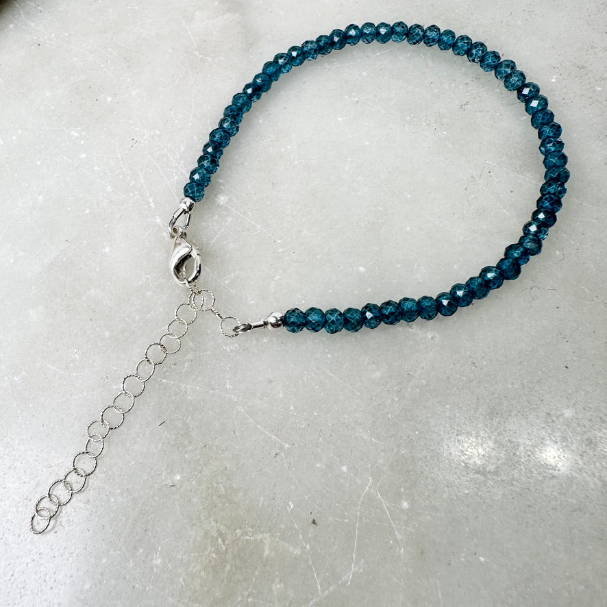 London Blue Topaz Beaded Bracelet | Sterling Silver