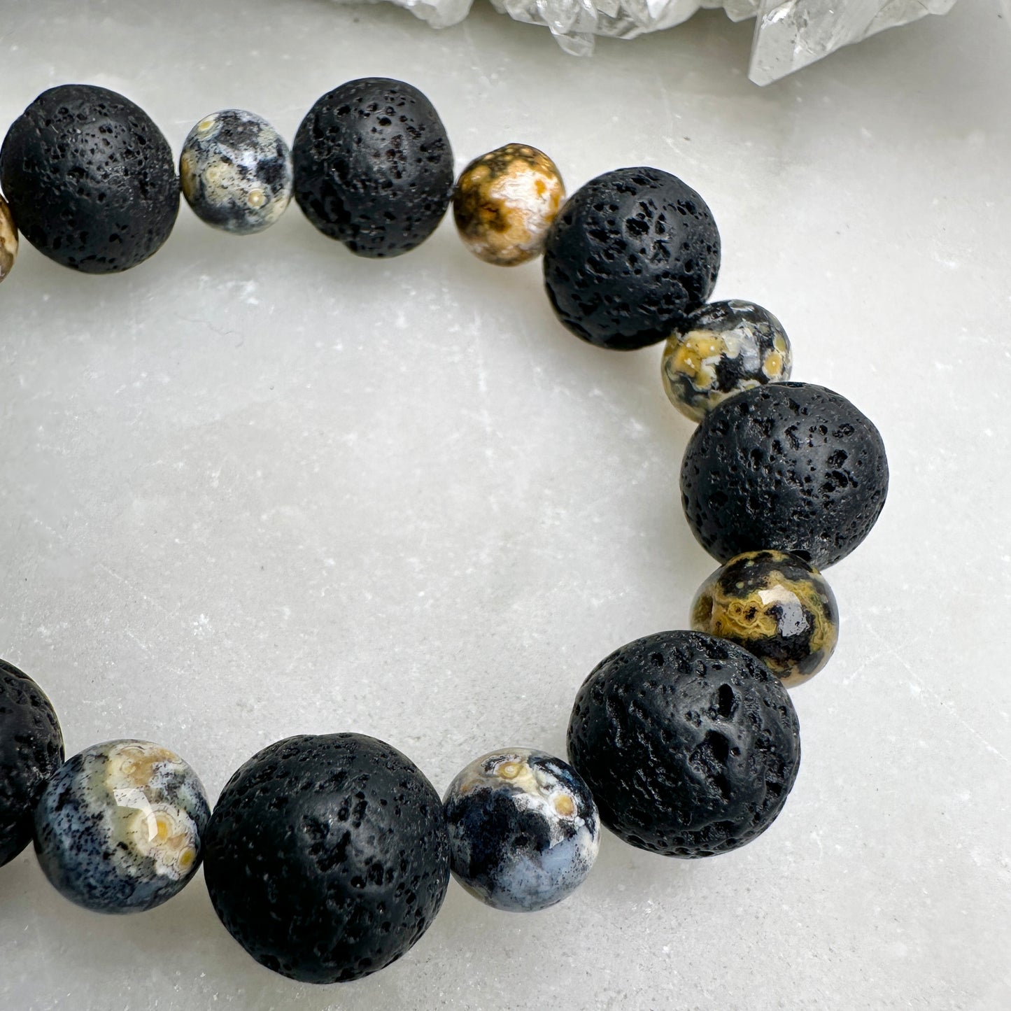 Lava Stone & Dendritic Opal Bracelet | Sterling Silver