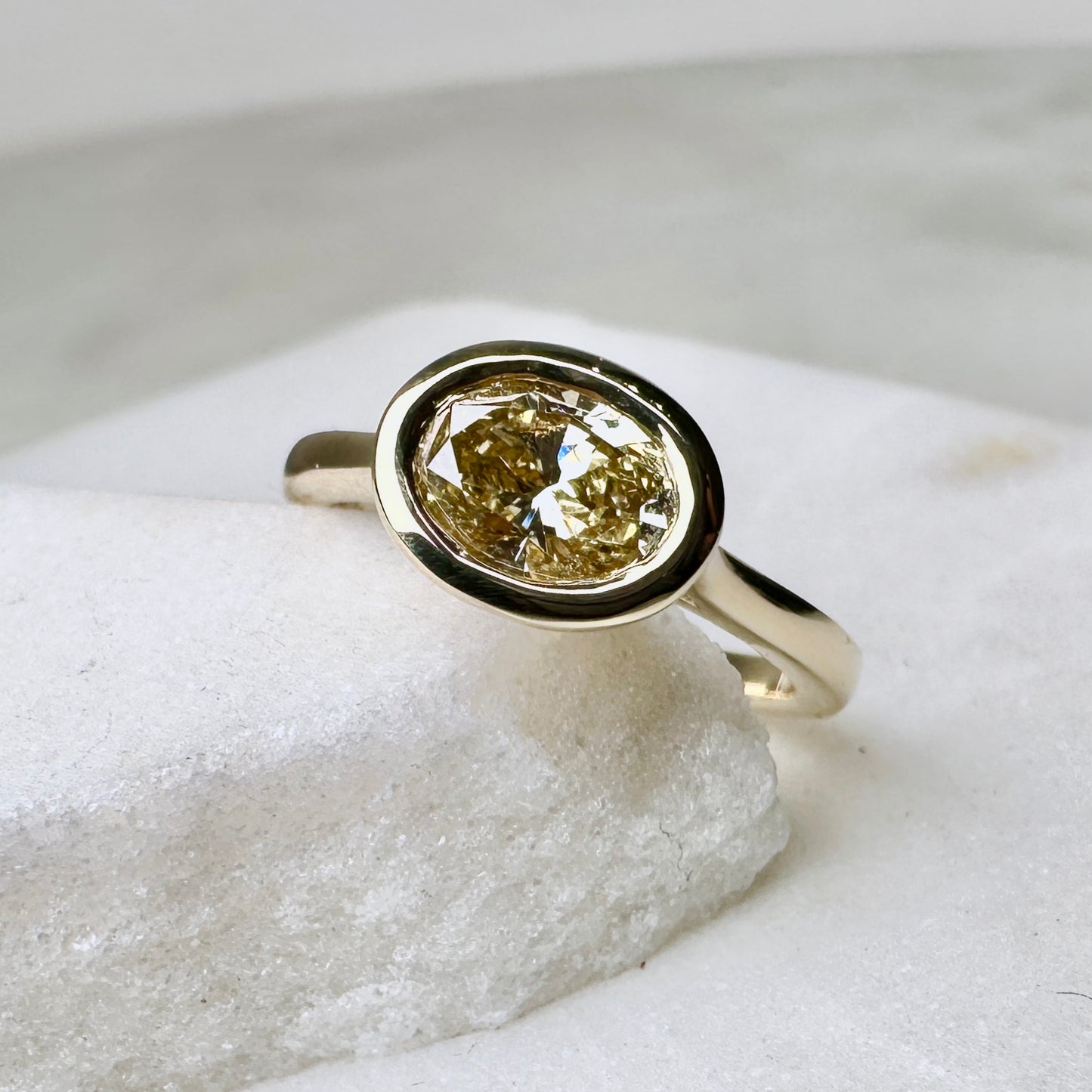 Yellow Diamond Hidden Halo Ring | 14k Yellow Gold