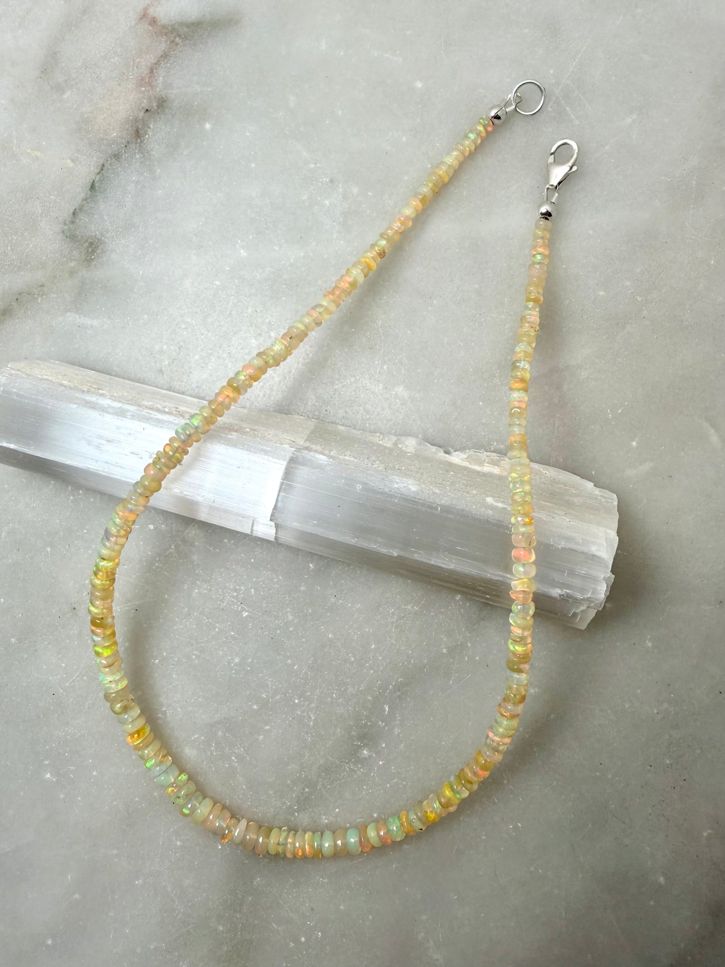 Golden Ethiopian Opal Necklace | Sterling Silver