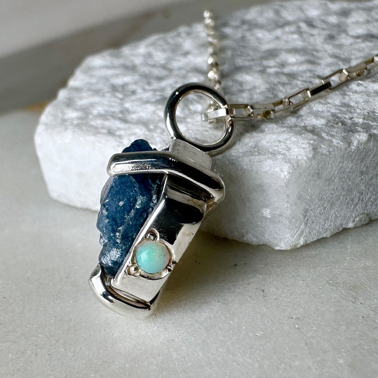 Sapphire Crystal Charm Pendant | Sterling Silver