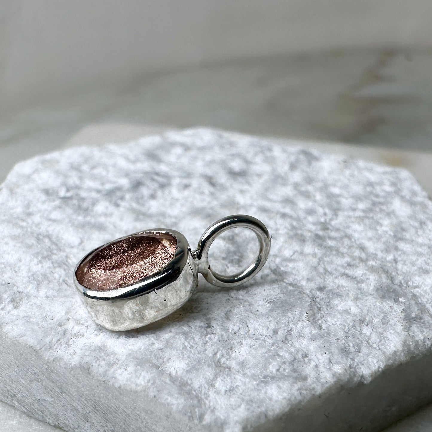 Oregon Sunstone Charm Pendant | Sterling Silver