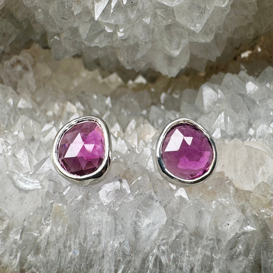 Grape Garnet Stud Earrings | Sterling Silver