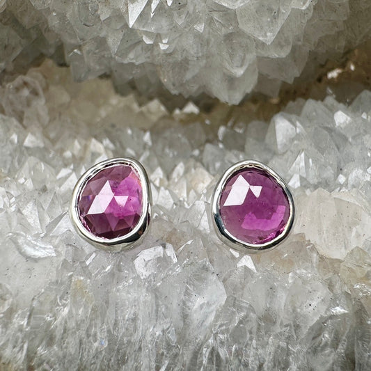 Grape Garnet Stud Earrings | Sterling Silver