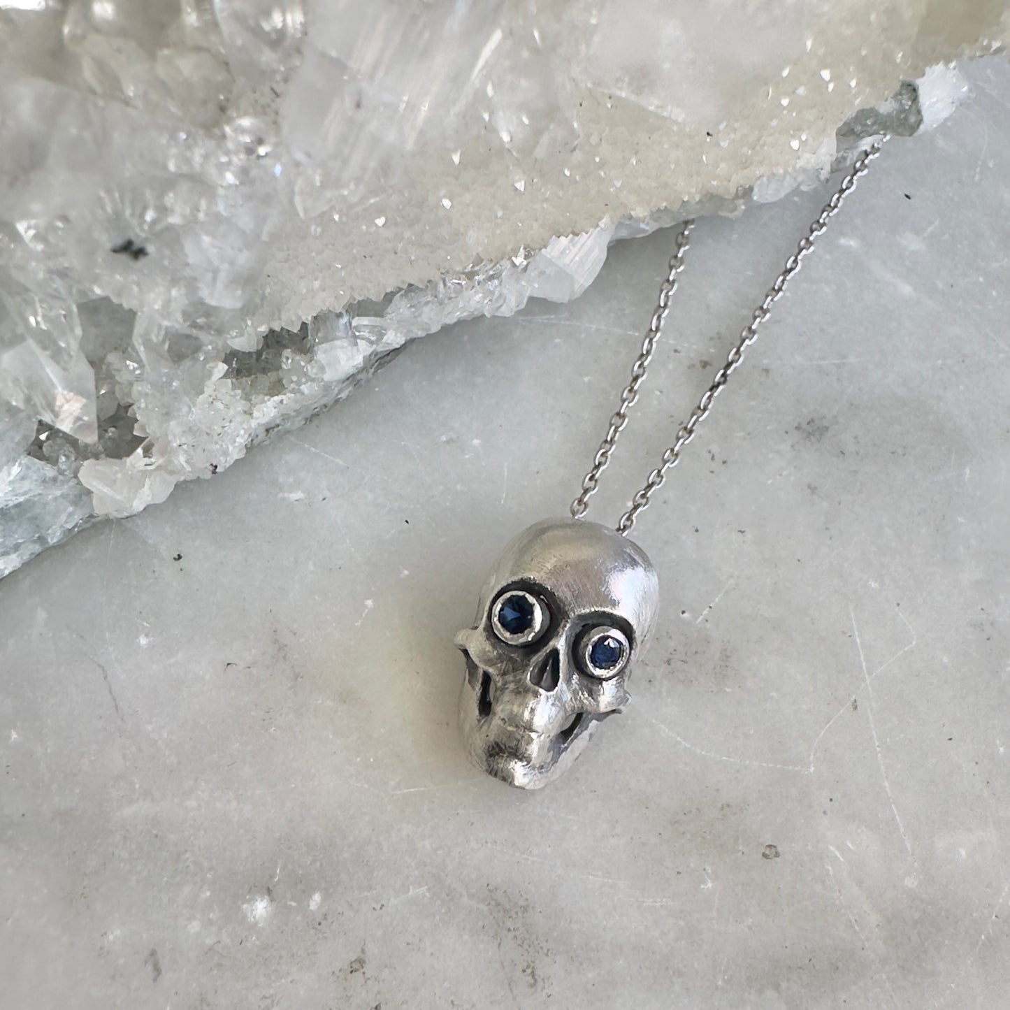 Skull Pendant with Sapphire Eyes