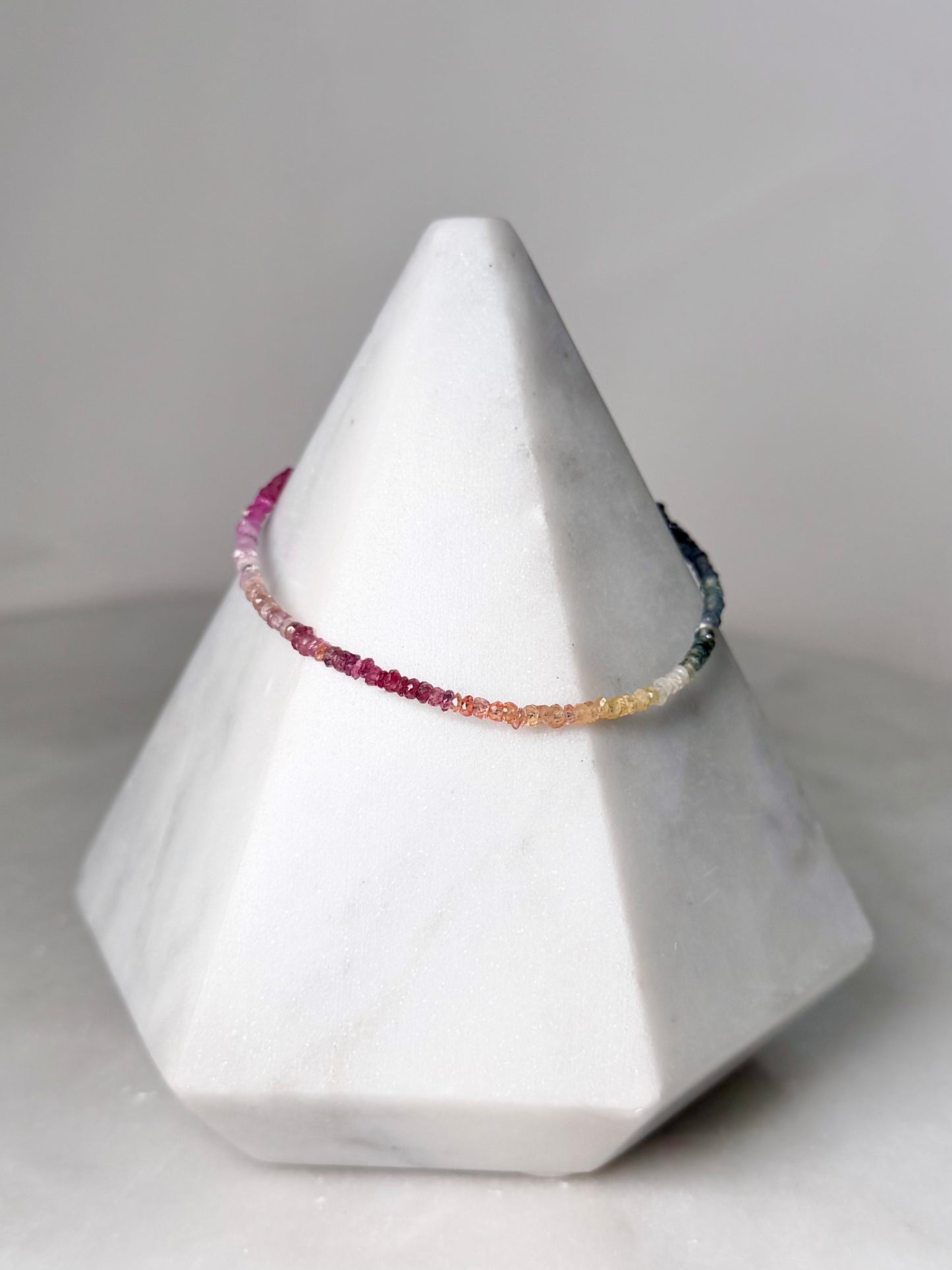 Rainbow Sapphire Beaded Bracelet | Sterling Silver