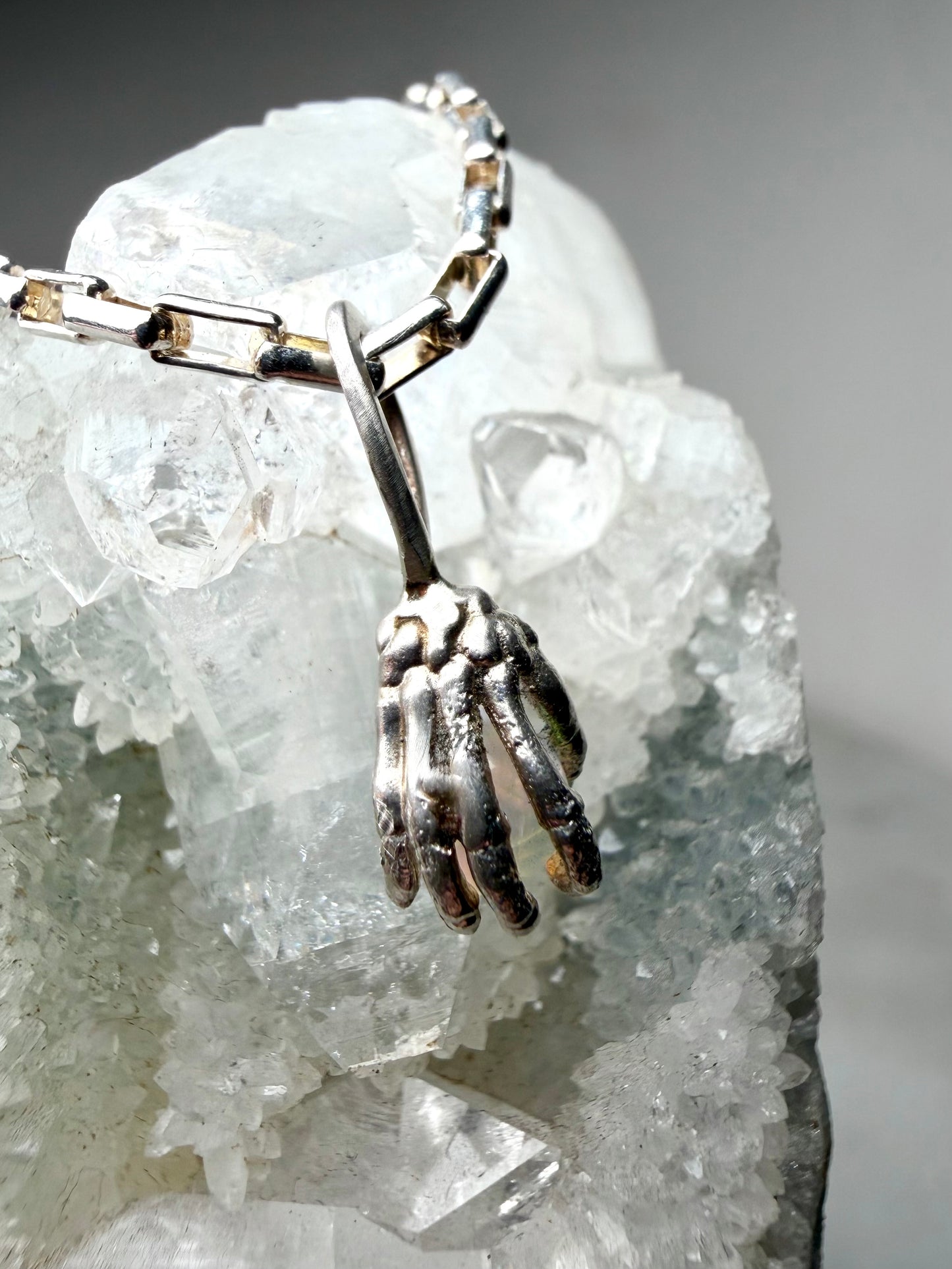 Opal Skeleton Hand Charm | Sterling Silver