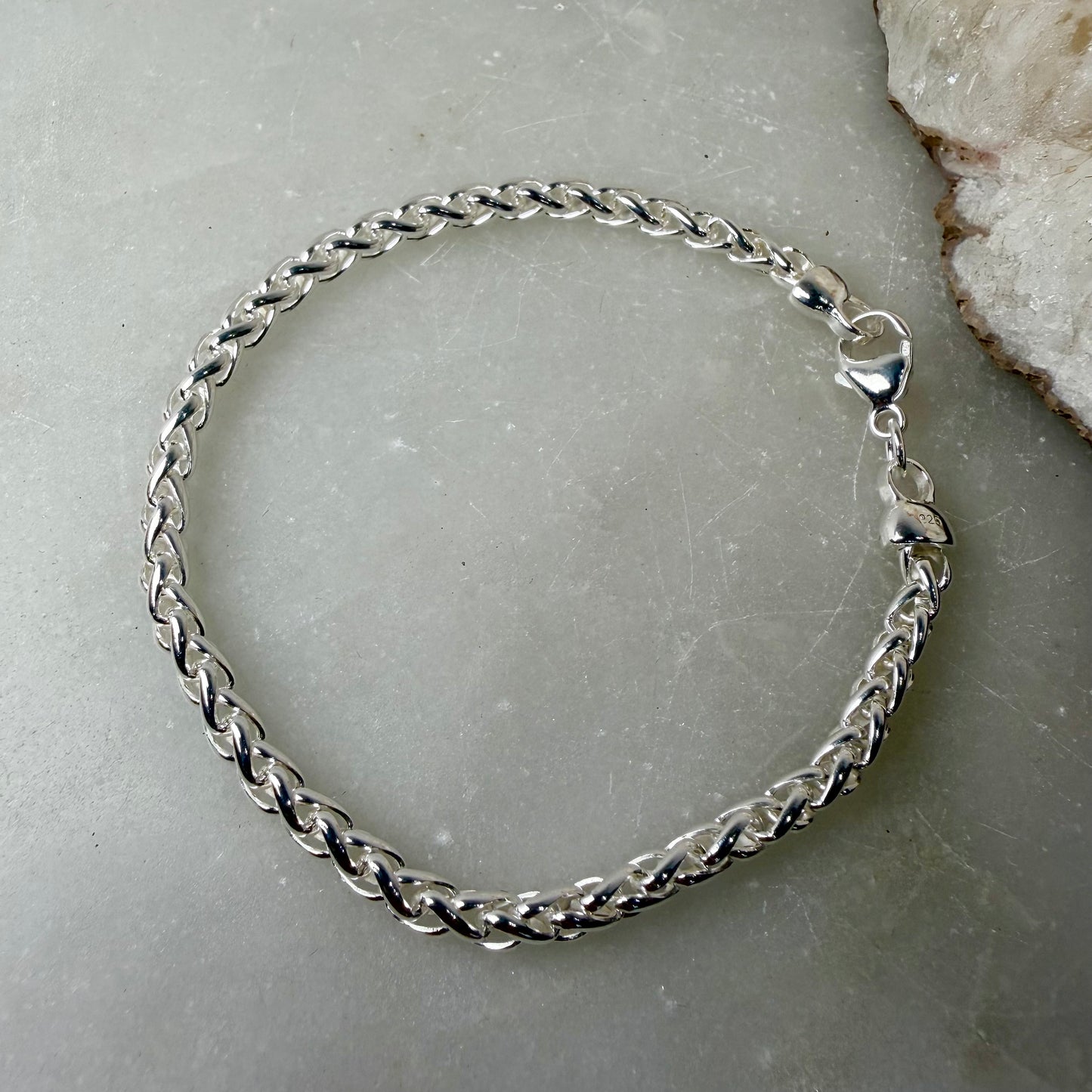 Wheat Chain Bracelet | 4mm Wide | Sterling Silver