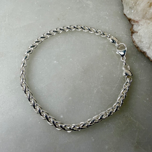 Wheat Chain Bracelet | 4mm Wide | Sterling Silver