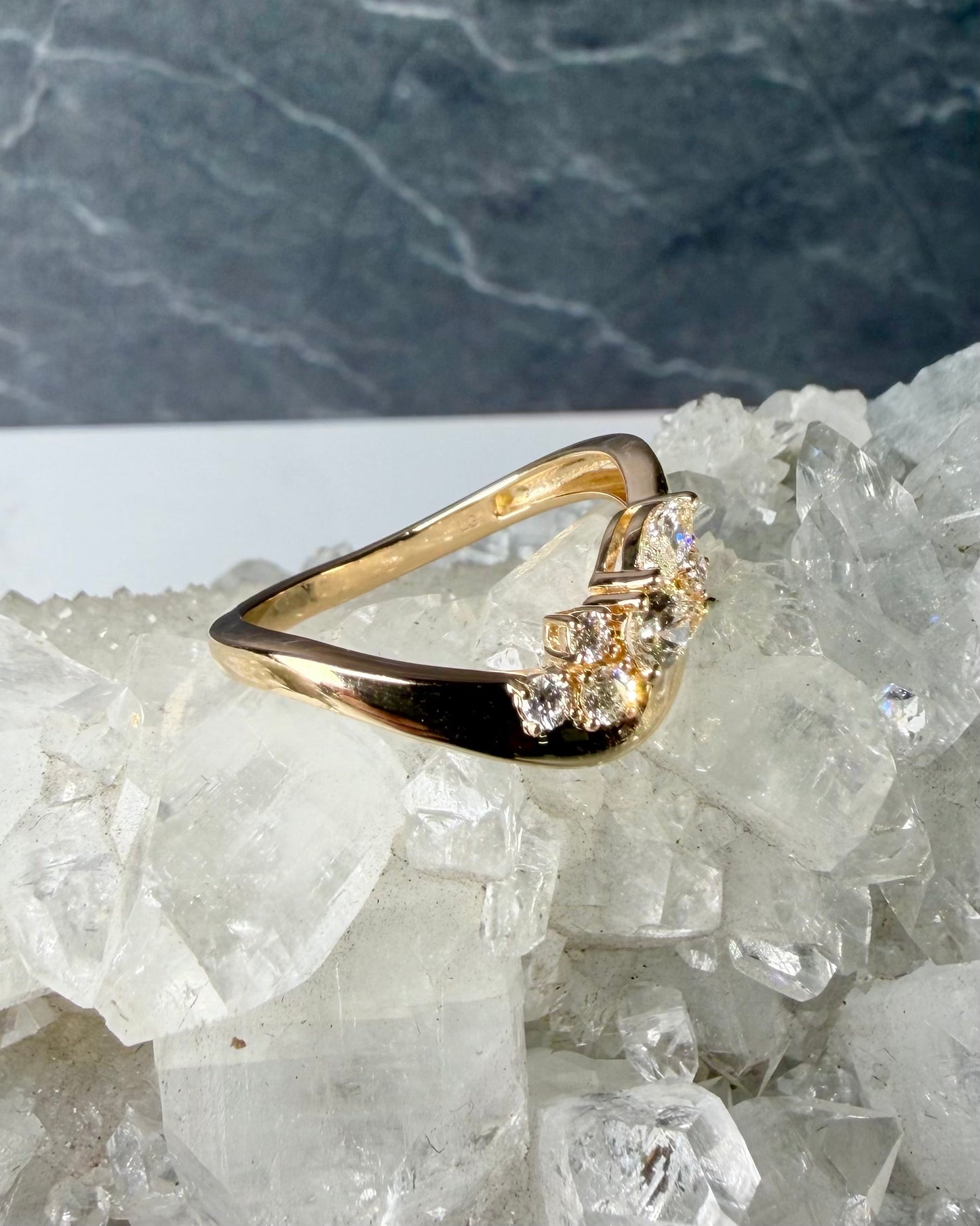 Asymmetrical Diamond Cluster Ring | 14k Yellow Gold