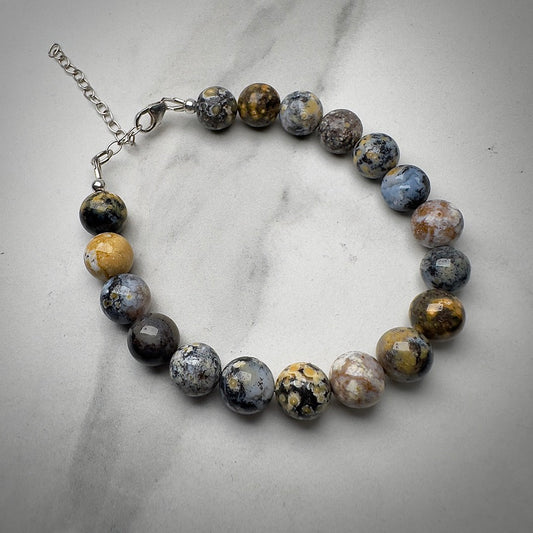 Dendritic Opal Beaded Bracelet | Sterling Silver | Adjustable