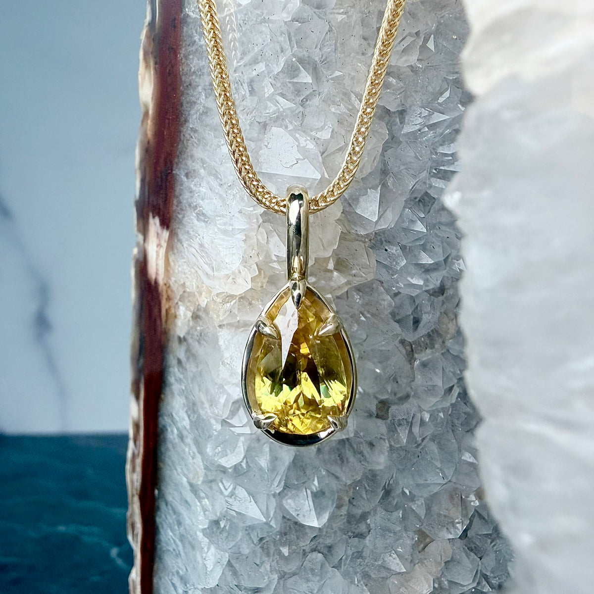Golden Sphene Pendant | 14k Yellow Gold