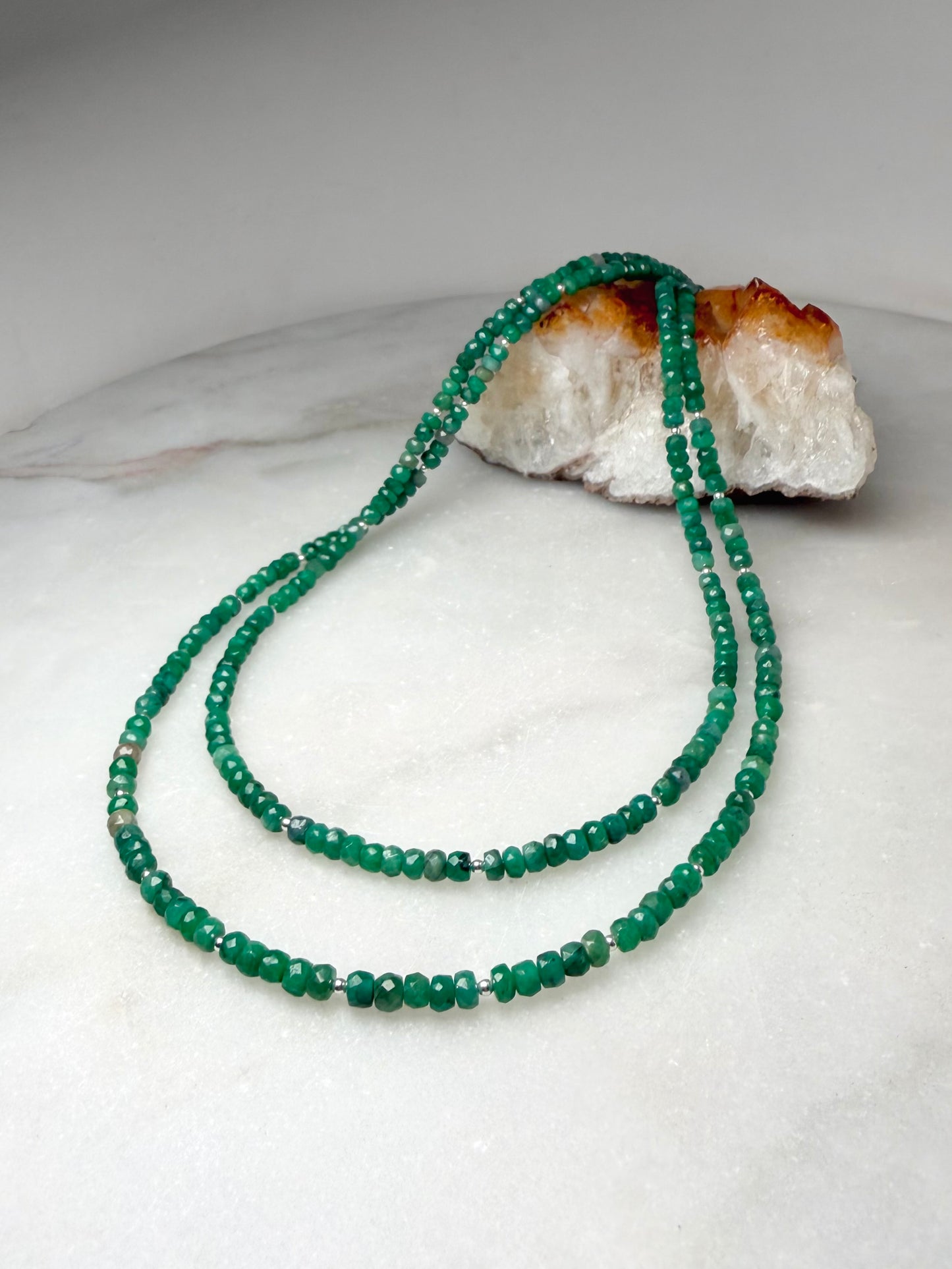 Stacked Emerald Necklace | Sterling Silver