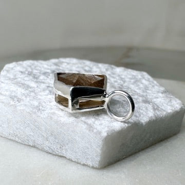 Geometric Rutile Quartz Charm Pendant | Sterling Silver