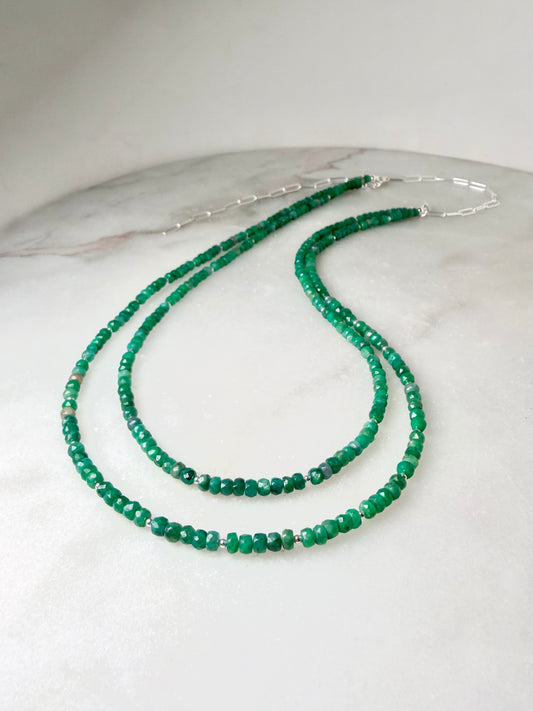 Stacked Emerald Necklace | Sterling Silver