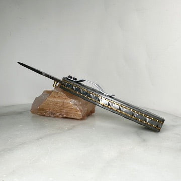 Brass & Damascus Steel Folding Utility Knife