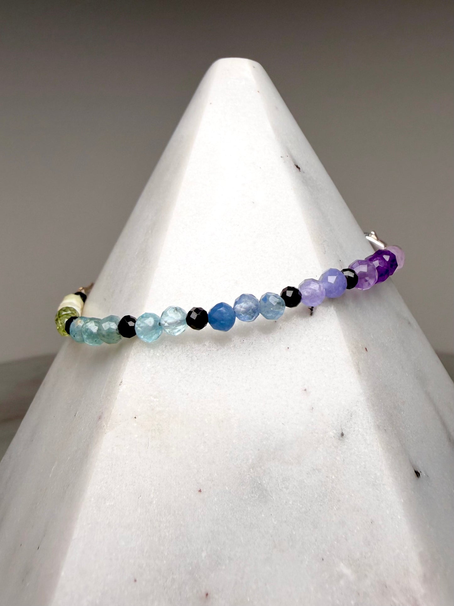 Black Spinel & Rainbow Gemstone Bracelet | Sterling Silver