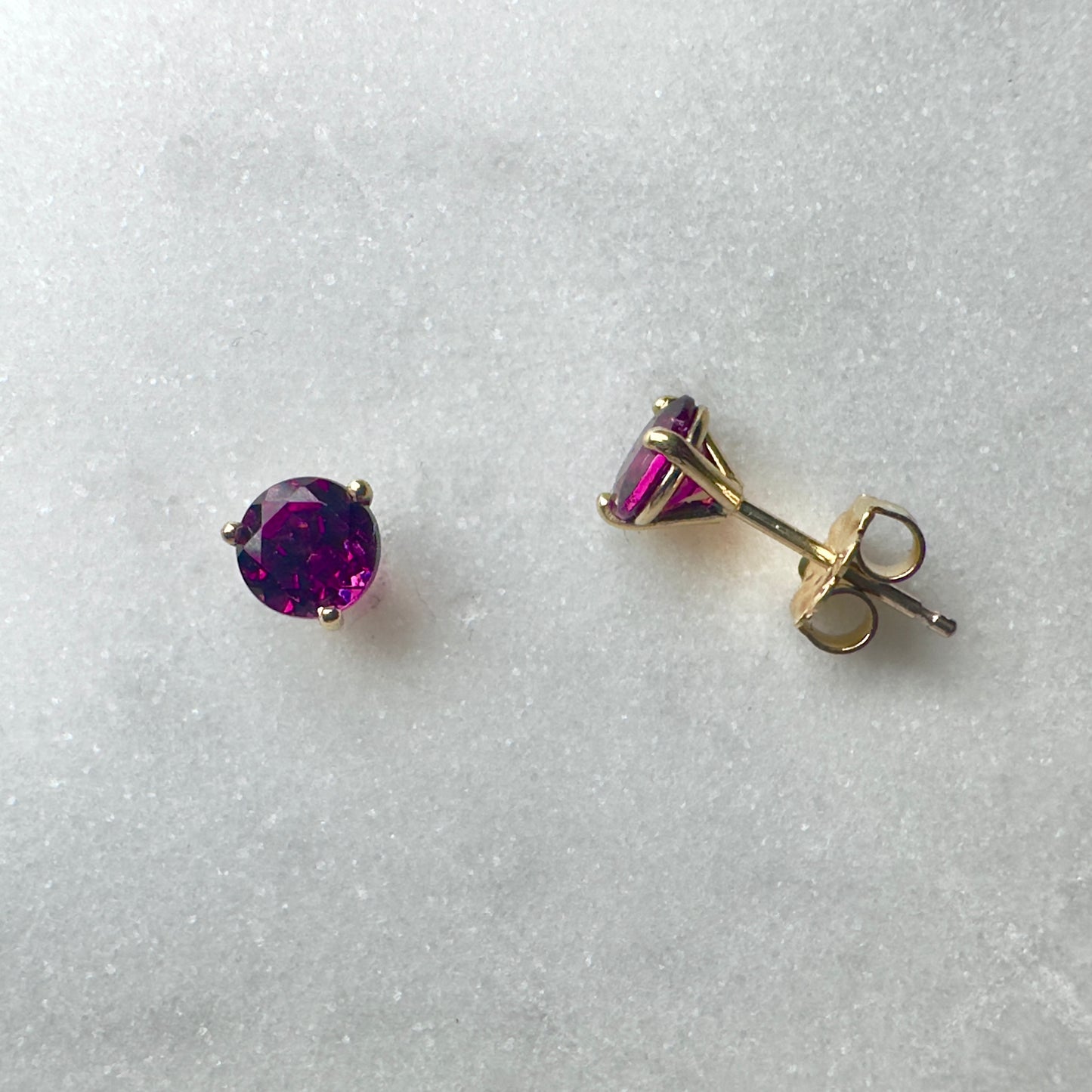 Rhodolite Garnet Stud Earrings